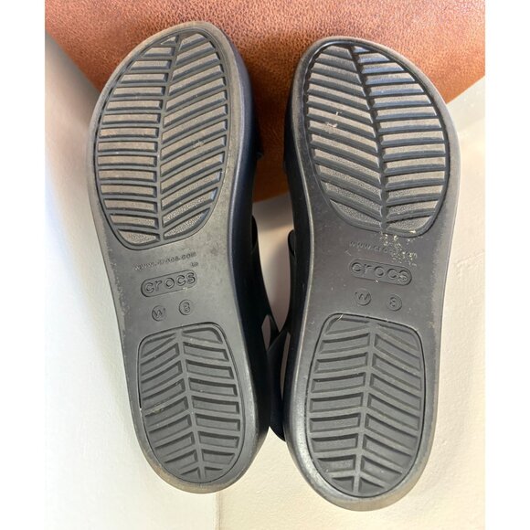 Crocs Brooklyn Wedge Sandals Womens 8 Black Slingback Lite Ride Strappy Platform - Picture 9 of 9